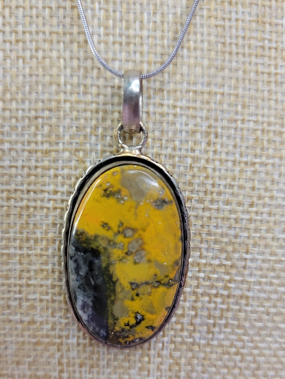 Sterling Silver Bumble Bee Jasper Pendant Necklace